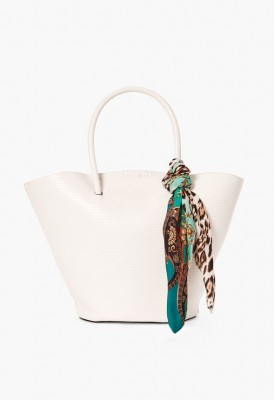 L. Flare Out Scarf Tote - White